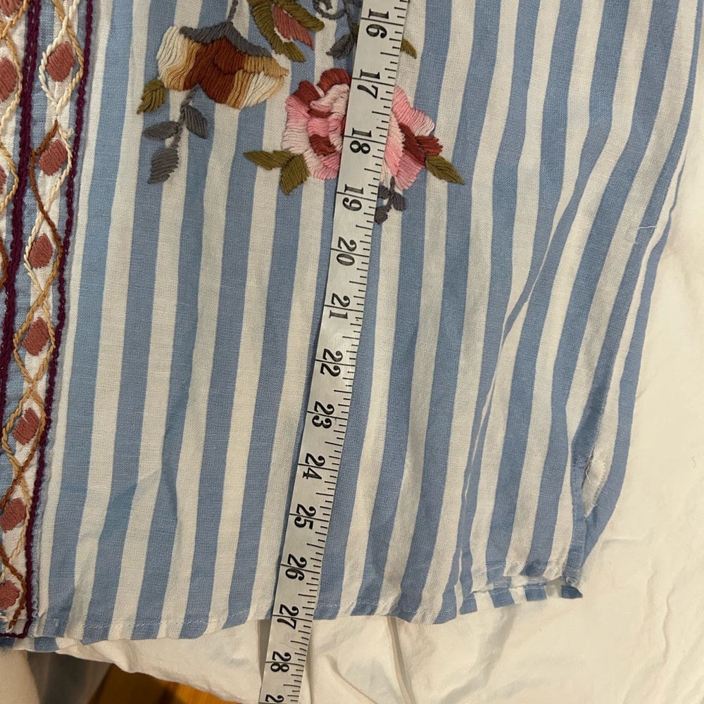 ANU‎ Cotton Floral Embroidered Boho Striped Top L-XL - Picture 8 of 9